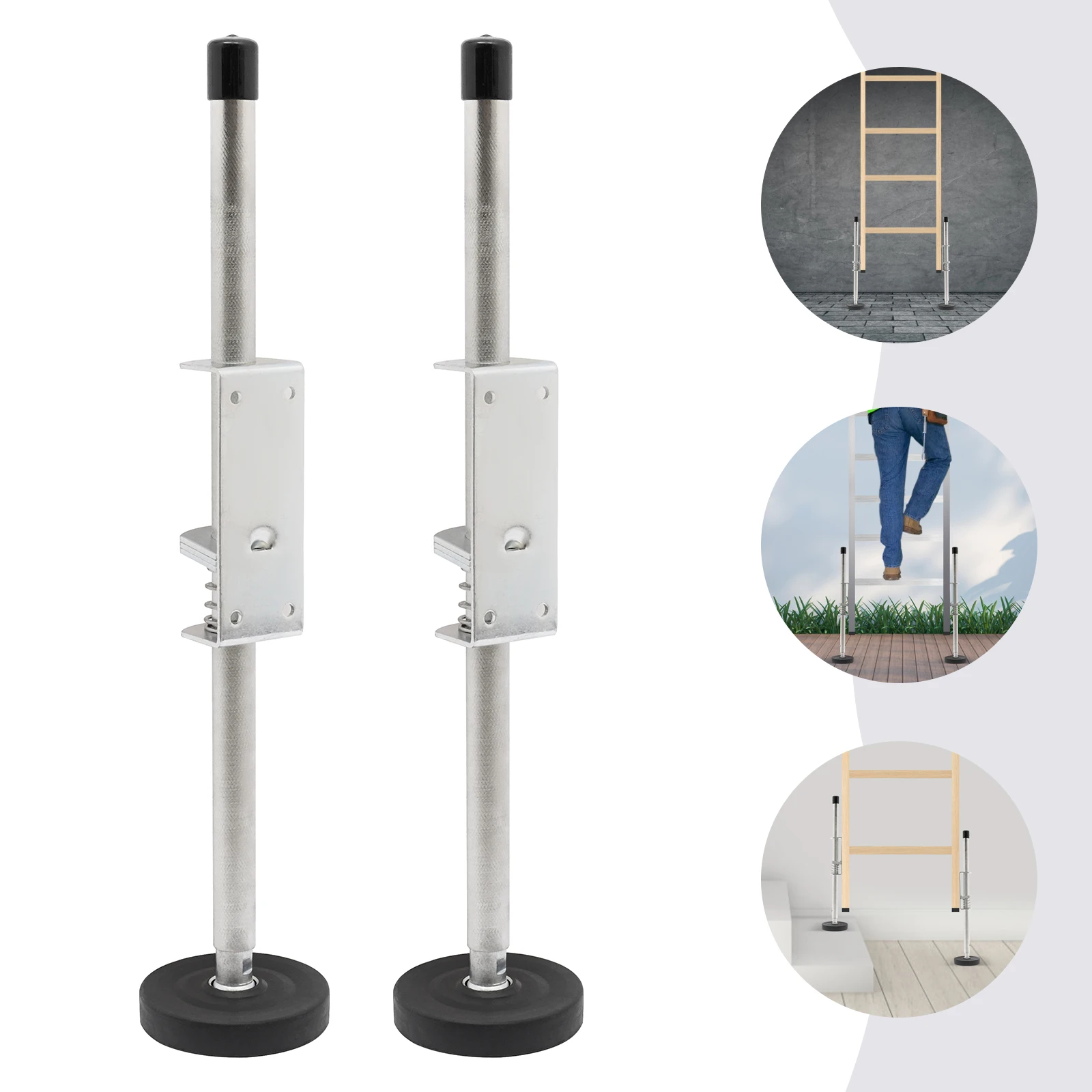 2pcs Extension Ladder Stabilizer Legs Ladder Leveler with Rubber Feet Adjustable Height for Roofers/Contractors