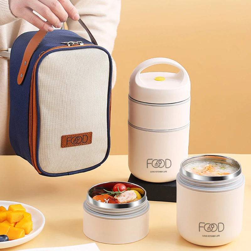 Fiambrera térmica al vacío de acero inoxidable, bolsa de almuerzo aislada,  calentador de alimentos, taza de sopa, contenedores, fiambrera Bento para  niños lonchera fiambrera infantil fiambreras para comida