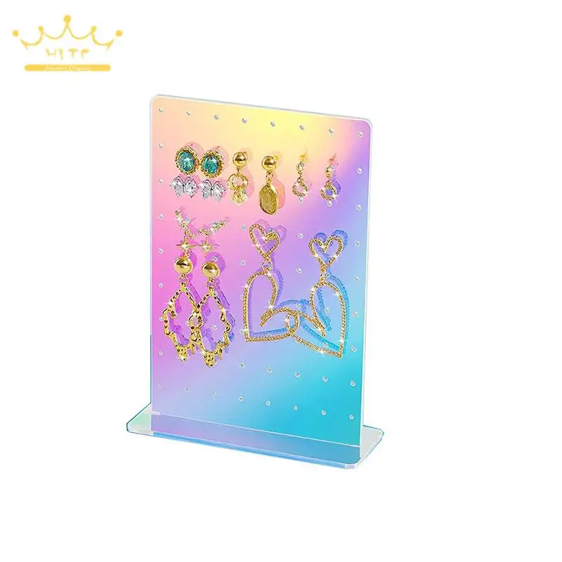 Colored Acrylic Earrings Organizer Removable Jewelry Rack Earrings Display Board Home Desktop Ear Stud Storage Frame