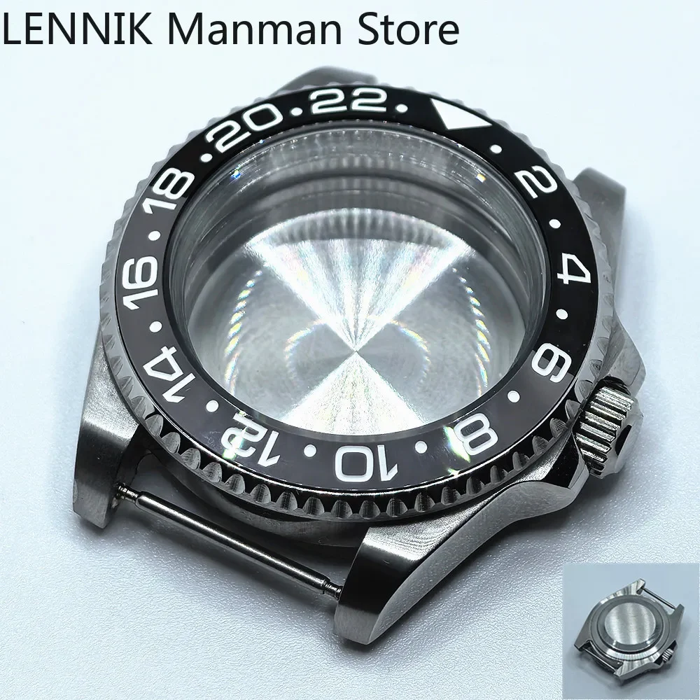 40mm Black PVD Watch Case with Transparent Back Glass