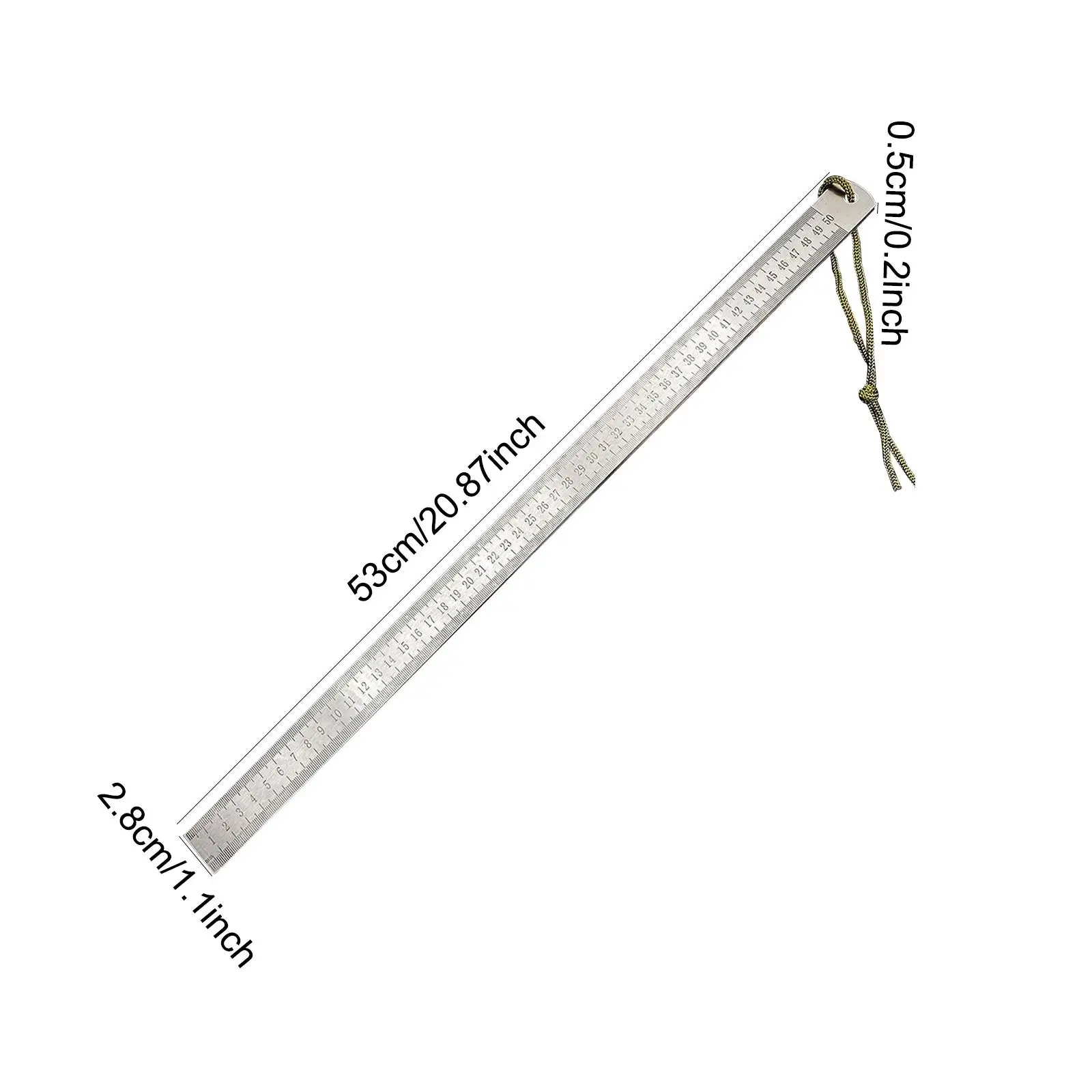 Stainless Steel Ruler 50cm Scale Markings for Architectural Use Learning