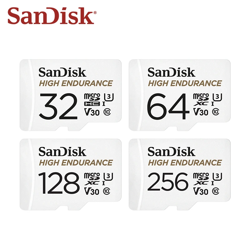 thumbnail image 1 of Tarjeta de memoria Micro SD de alta resistencia original SanDisk MicroSDHC 32 GB V30 C10 MicroSDXC 64 GB 128 GB 256 GB para cámara de tablero, 1 of 5