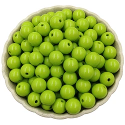 Set of 40 Solid Color 8mm Round Beads for DIY Jewelry and Bracelet Crafts (Fruit green)