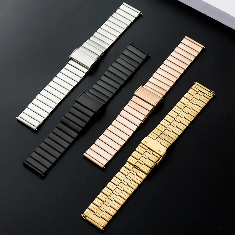 

20mm 22mm Quick Release Stainless Steel Band Metal Watch Strap Loop For Samsung Huawei Huami Black Silver Light Bands