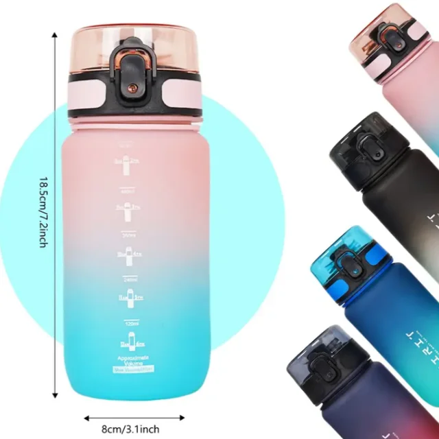 500ml/650ml Gradient Sports Water Bottle with Time Marker - Leak-Proof, Durable PC Material for Cycling, Running & Fitness 6