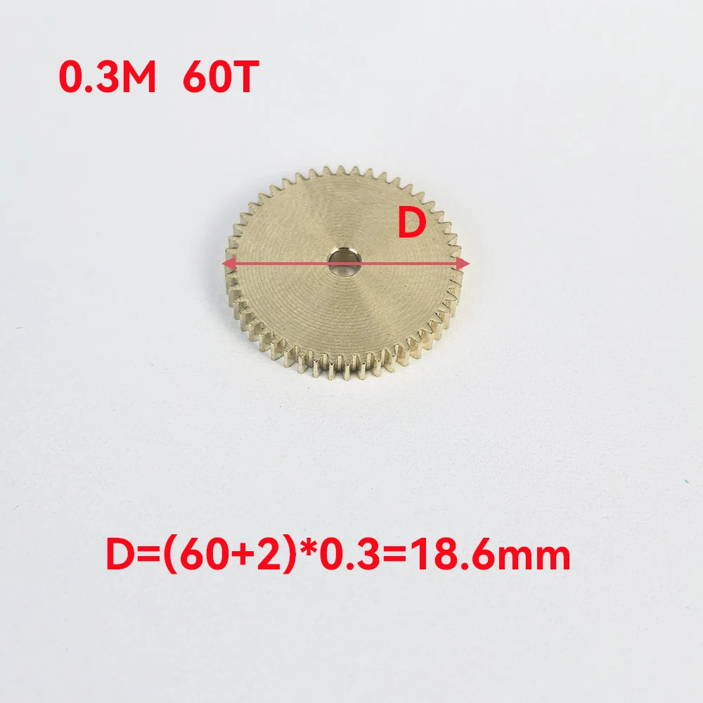High-Precision Copper Gear with 0.3 Modulus and 2mm Shaft Compatibility