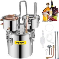 VEVOR 3Gal Alcohol Still, Stainless Steel Alcohol Distiller w/Copper Tube & Build-in Thermometer & Water Pump,Double Thumper Keg 1