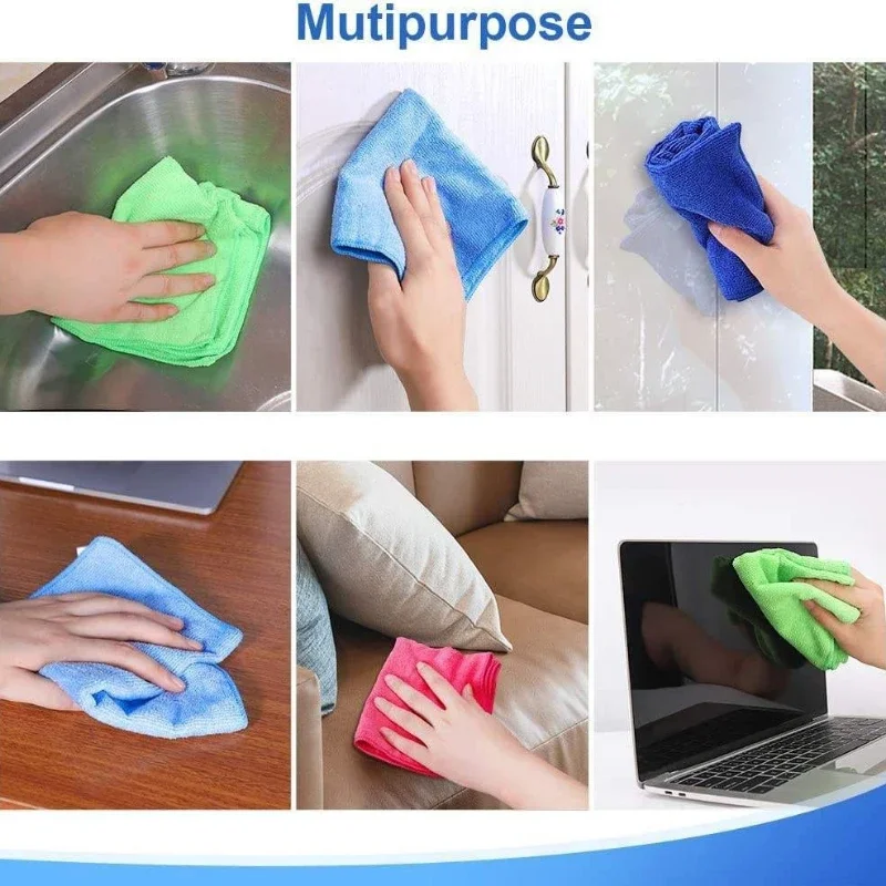 5PCSColorful Microfiber Car Cleaning Towel Super Absorbent Soft Multifunctional Cleaning Tool Household Dishcloth Accessories
