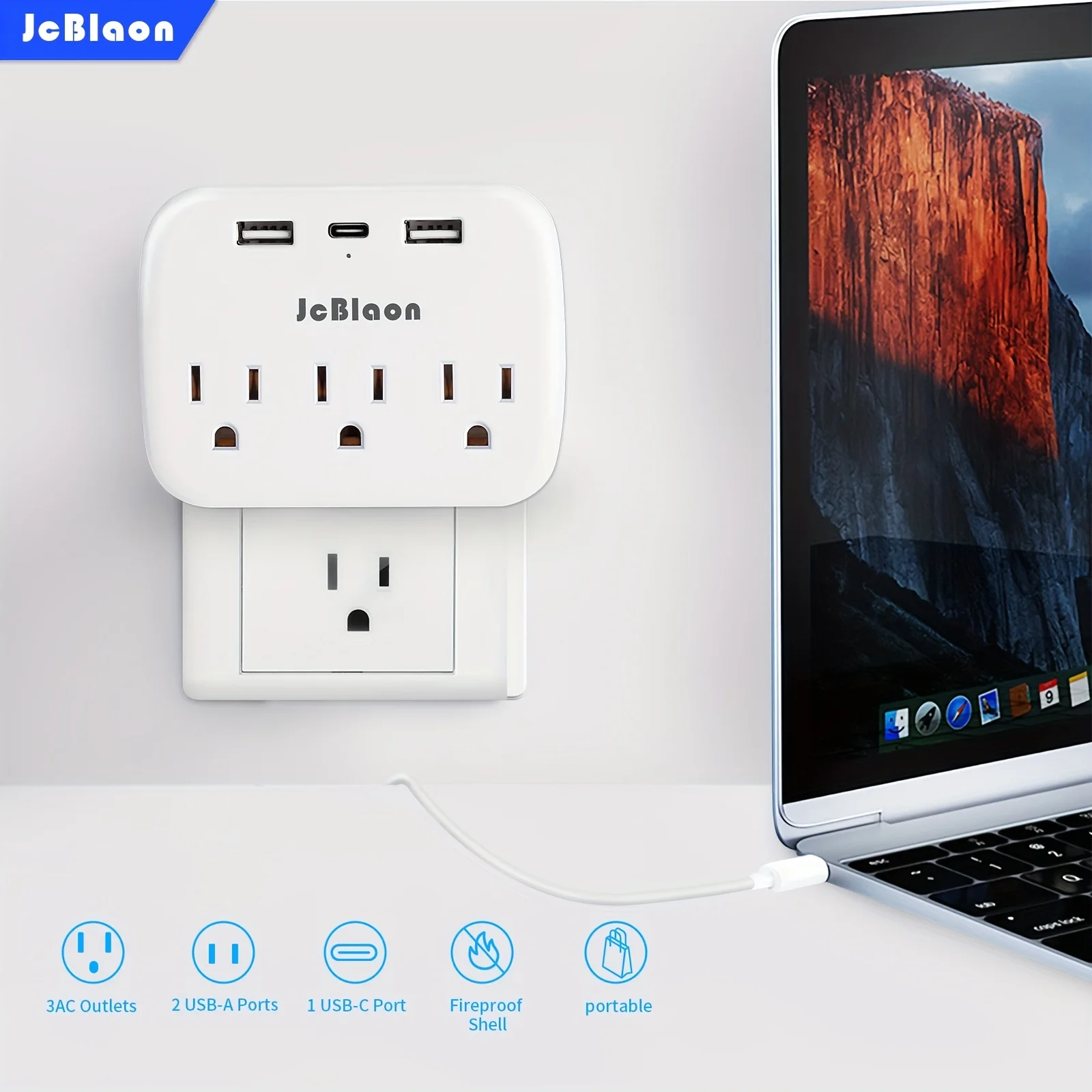 Plug Outlet Extender Multi USB Electrical Wall Outlet Splitter 3 USB Ports 3 Outlet Office Home