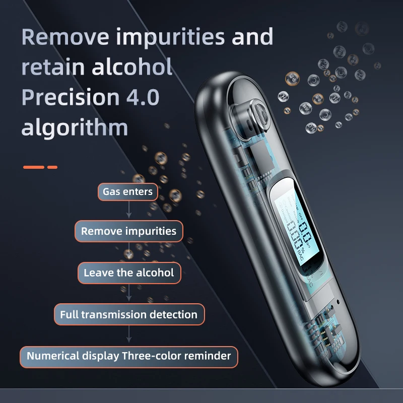 Alcohol tester New portable non-contact alcohol tester breathalyzer Rechargeable with LED screen digital display automatic breath alcohol test