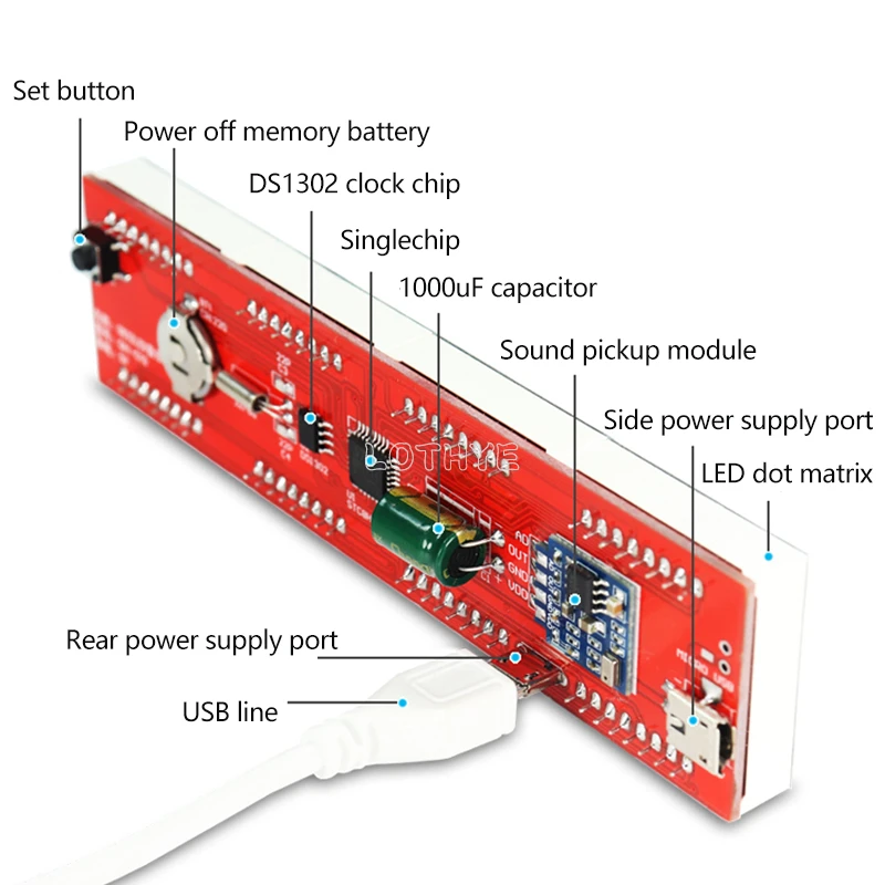 LOTHYE DIY LED 음악 스펙트럼 픽업 제작 키트, 음성 제어 깜박이 납땜 Dly 전자 키트, 시계 자동차 분위기 램프