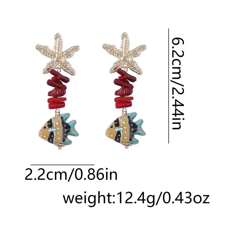 Cute Octopus Drop Earrings Marine Design Resin Copper Alloy Jewelry