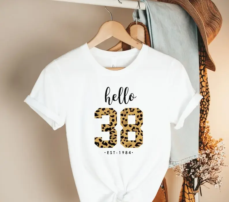 

Hello 38 Birthday Tshirt, Leopard 1984 Birthday Shirt, Leopard 38th Birthday Tshirt, Tank Top, Mug, Long Sleeve,