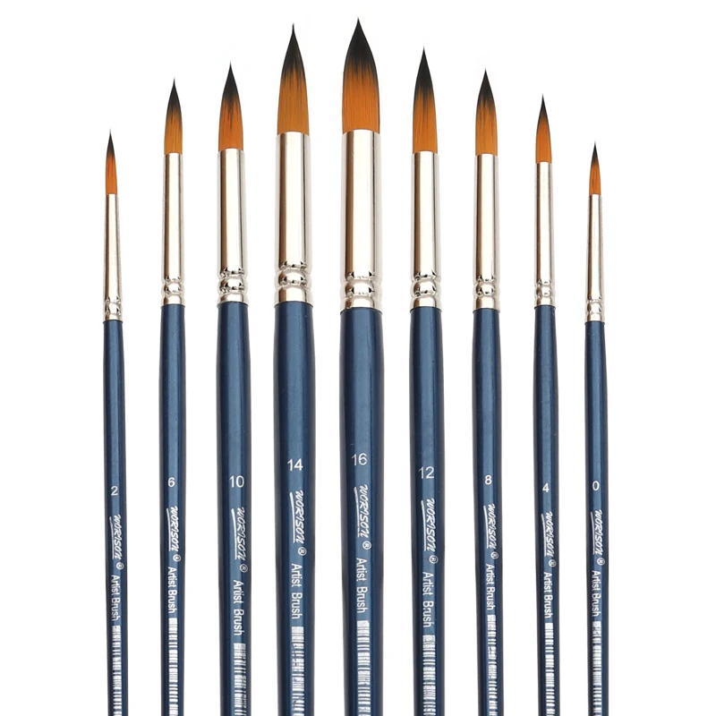 9-teiliges Künstler-Pinsel-Set – Filbert-Pinsel In Größen 0–16, Für Acryl, Öl & Aquarell, Mit Langem Holzgriff
