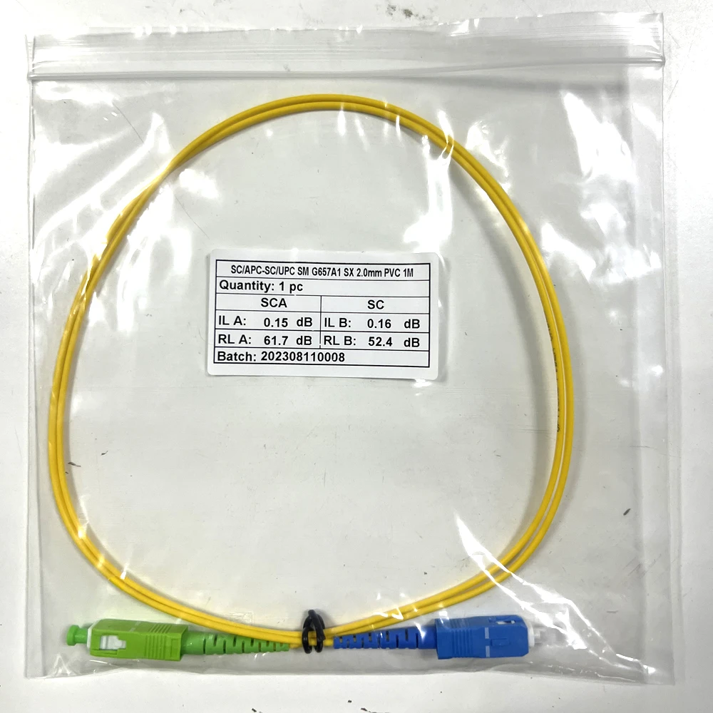 Fiber Optic Cable Fiber Patch Cord Optical Cable Fibre Jumper with SC APC to SC UPC Connector G657A1 Single Mode Fiber LSZH 0.5m 1m 3m 5m 10m Long