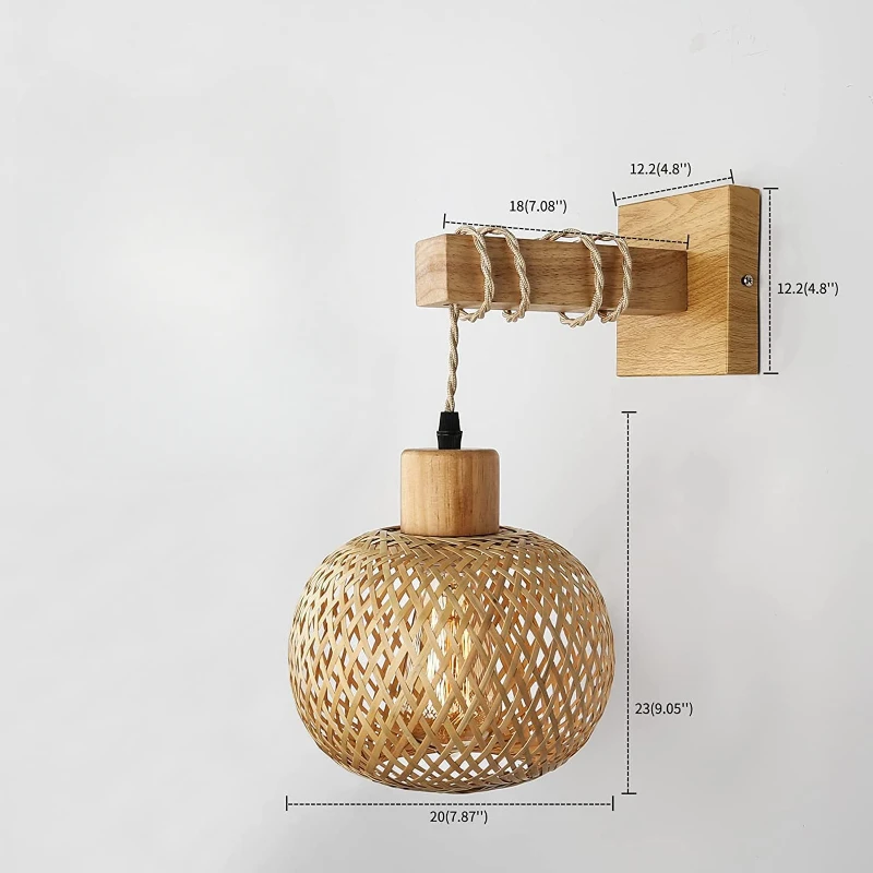 Bamboo Lantern Wall Lamp Natural Rattan WickerE27Chandeliers Hand-Woven Bamboo Room Decor Lampshades Wall Light Fixtures nordic led light led wall lamp wall light