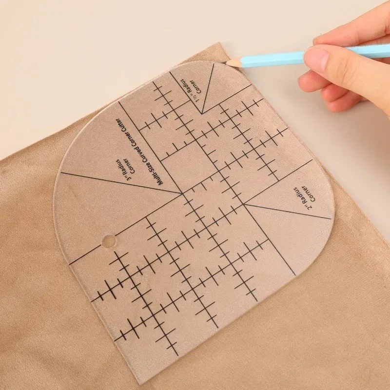 둥근 모서리가 있는 아크릴 재봉 자, 곡선 모서리 커터 자, 다기능 의류 재봉 템플릿, 패치워크 도구