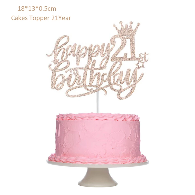 Niet Eetbare Taart Decoratie Cake Topper Verjaardag Vrouwen – Zwart Goud Taartdecoratie Set Met Sterren, Harten & Ballonnen Verjaardagstaart Decoratie