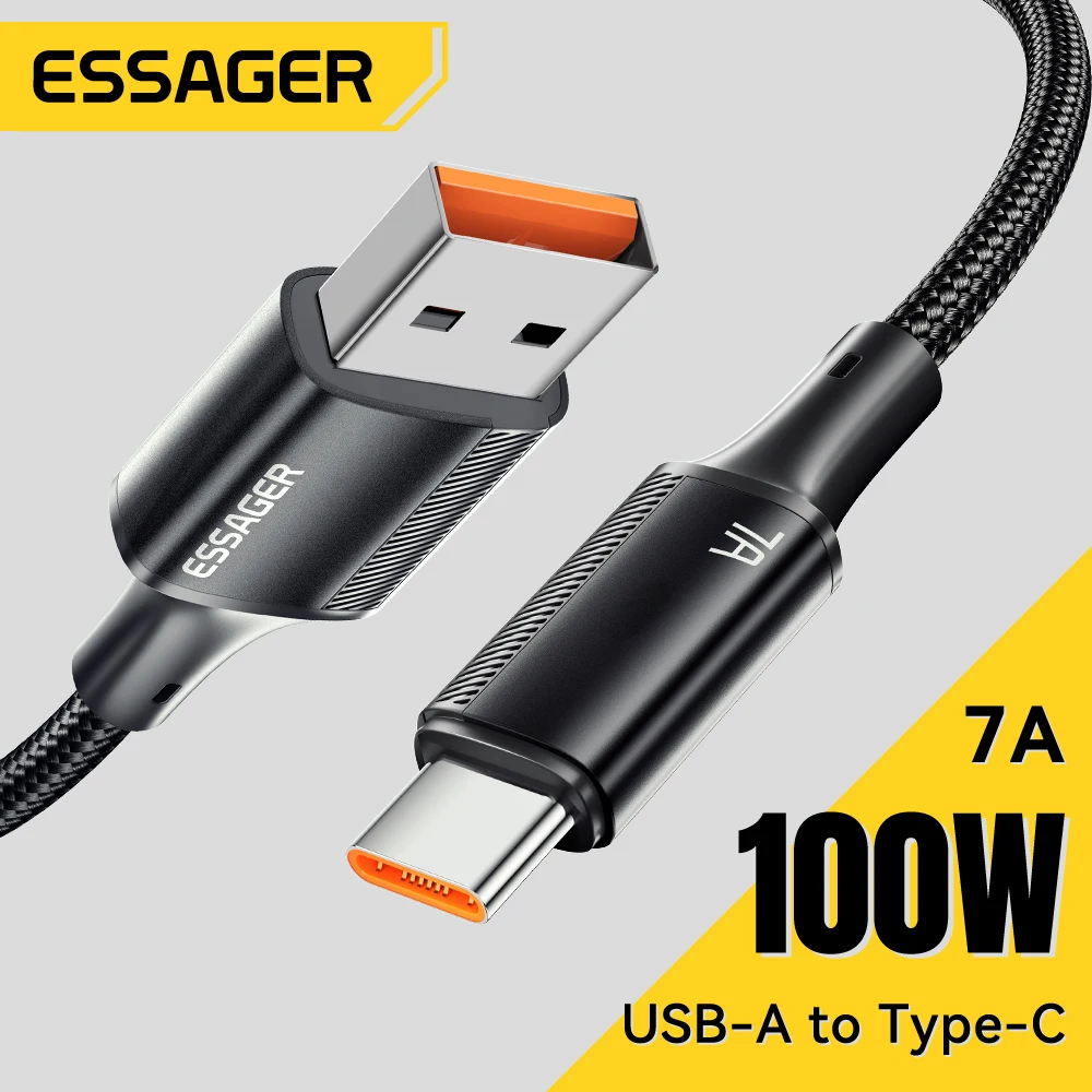Essager 7A USB Type C câble pour Realme Huawei P40 Pro 100W fil de charge rapide USB-C chargeur cordon de données pour Samsung Xiaomi Poco F3