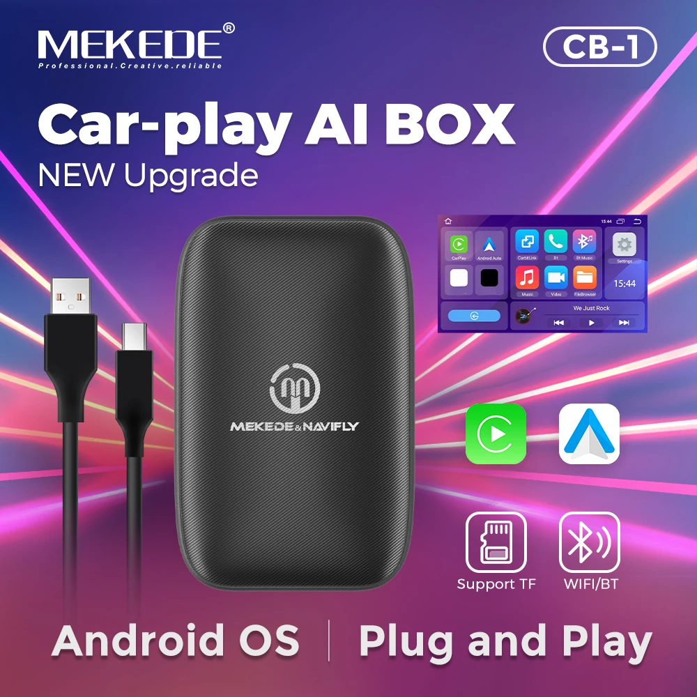MEKEDE Nowa Ulepszona Bezprzewodowa Wersja Carplay Android Auto Plug And Play Al BOX WIFI BT Karta TF GPS Do Audi Ford Peugeot Renault Fiat VW