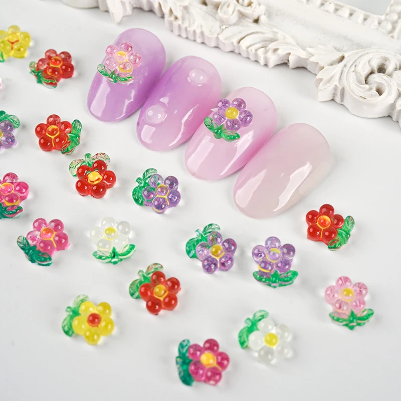 

Flower Design Nail Art Accessories 3D Mix Beads Nail Art Charms Parts Resin Nails Accessories Kawaii Manicure Suppliey