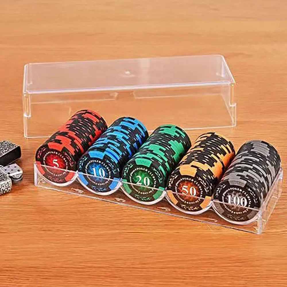 100pcs Clay Poker Chip Set 5 denominations each 20PCS Texas Hold'em Poker Chips Casino Card Games Baccarat Entertainment Coins 3