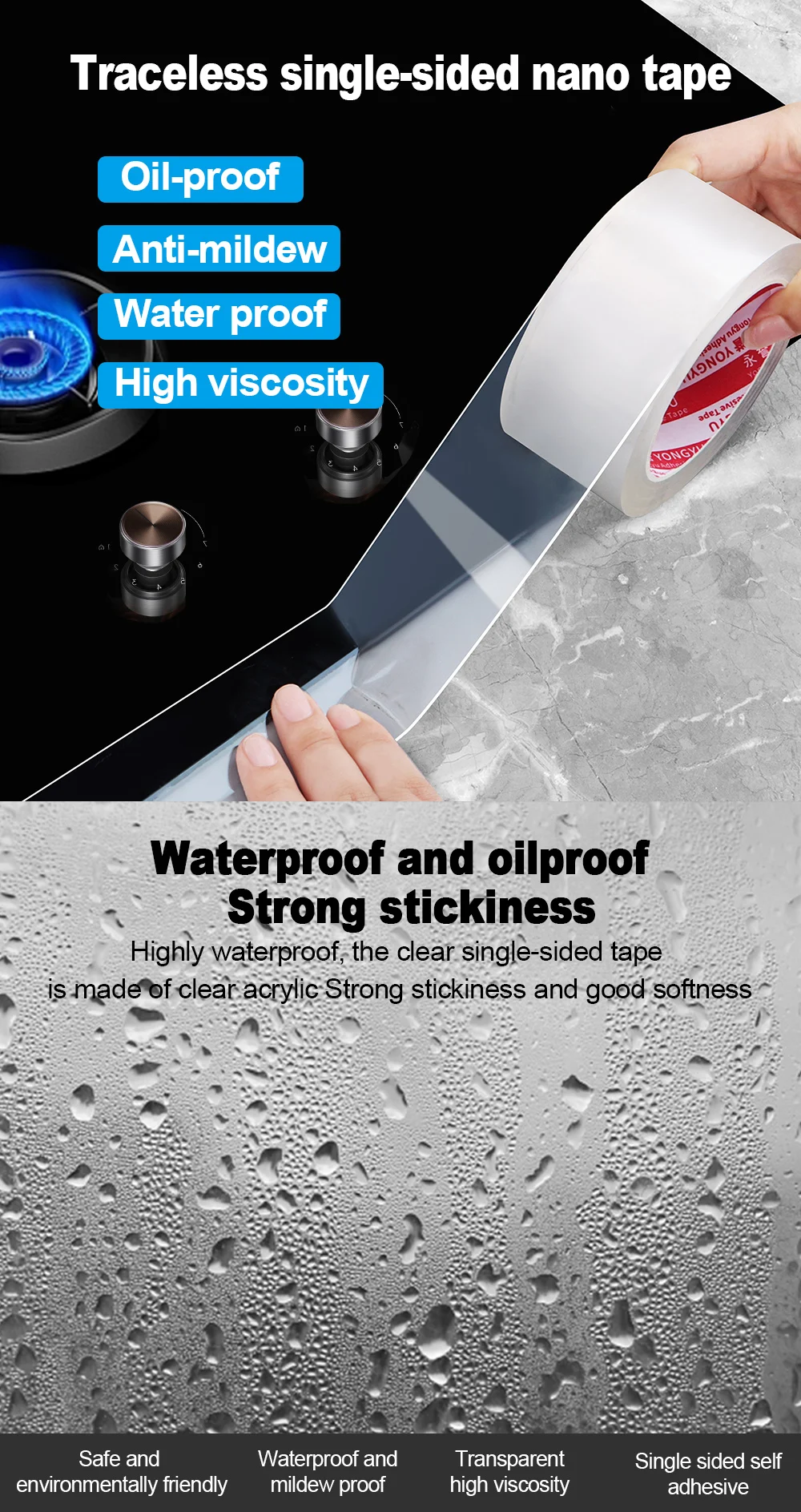 High Viscosity Single Sided Nano Tape Transparent Household Table Corner And Wall Anti-Collision Protection Door Frame Vehicle