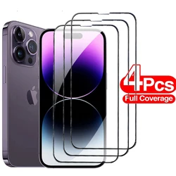 Premium Tempered Glass Screen Protector - 4 - Pack - Black Glass (For iPhone 12)