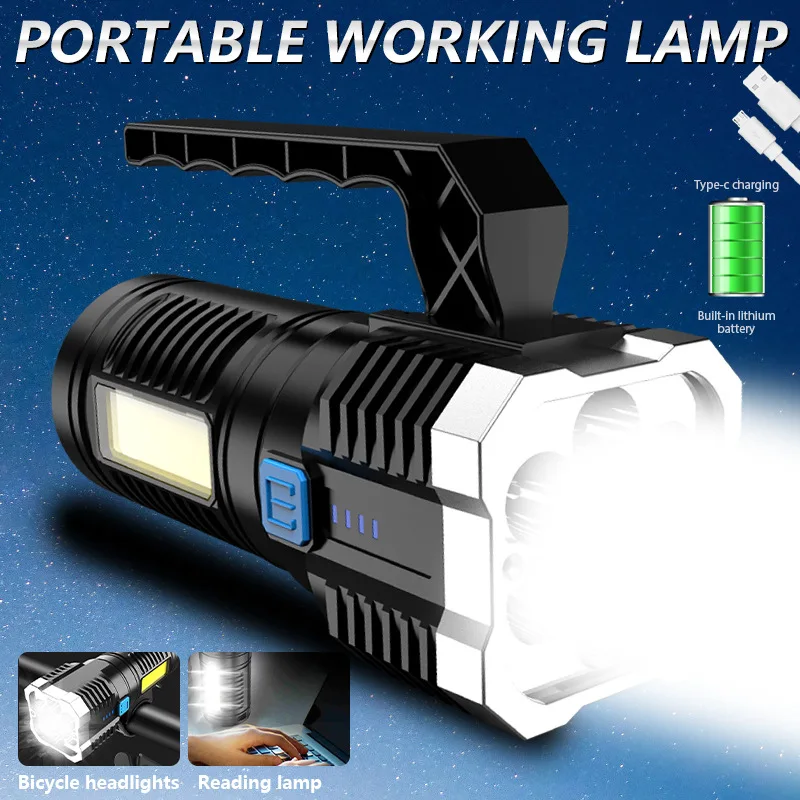 

7LED+COB Flashlight USB Rechargeable Portable Camping Lantern Super Bright Built-inbattery Spotlight Waterpoof Searchlight Torch