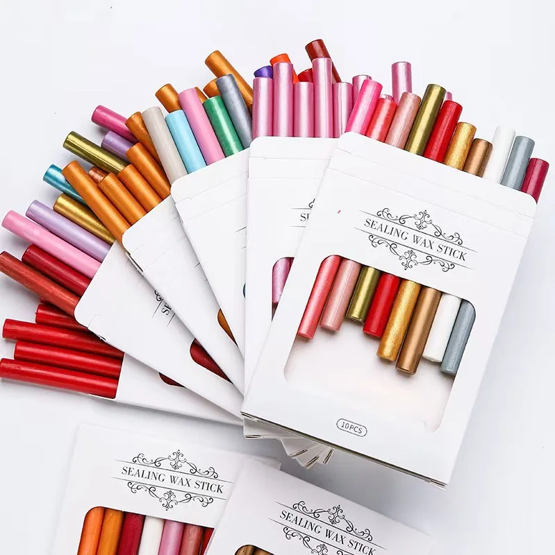 Sealing Wax Sticks 10 PCS/Box For Glue Gun 1CM*13.9CM Mixed Wax Set Stamp Sticker Making Tool Accessory Scrapbook Hobby DIY