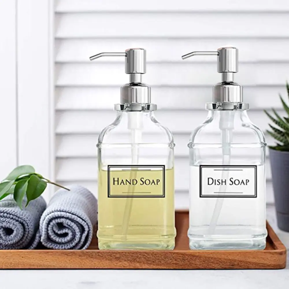 Soap Dispenser Press Type Thick Glass Stainless Steel Pump Liquid Foam Machine Clear Labels Washing Hand Separate Bottle soap dispenser,soap pump