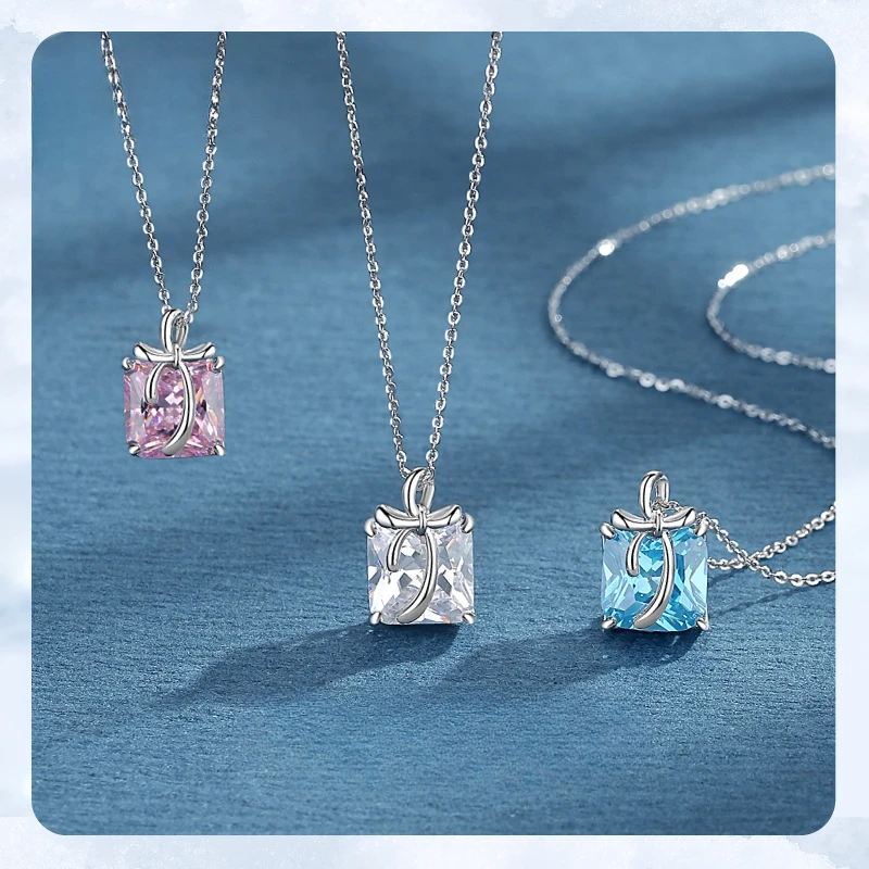 

S925 Sterling Silver 2024 New Zircon Women Necklace Fashion Pendant Light Luxury Girl Valentine Day Collar Chain Jewelry Gift