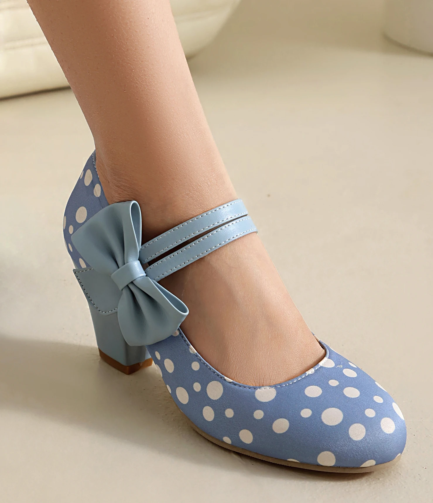 LIHUAMAO polka dot High heel shoes women Mary jane shoes ankle strap pointed toe pumps party cosplay uniform lolita style 2