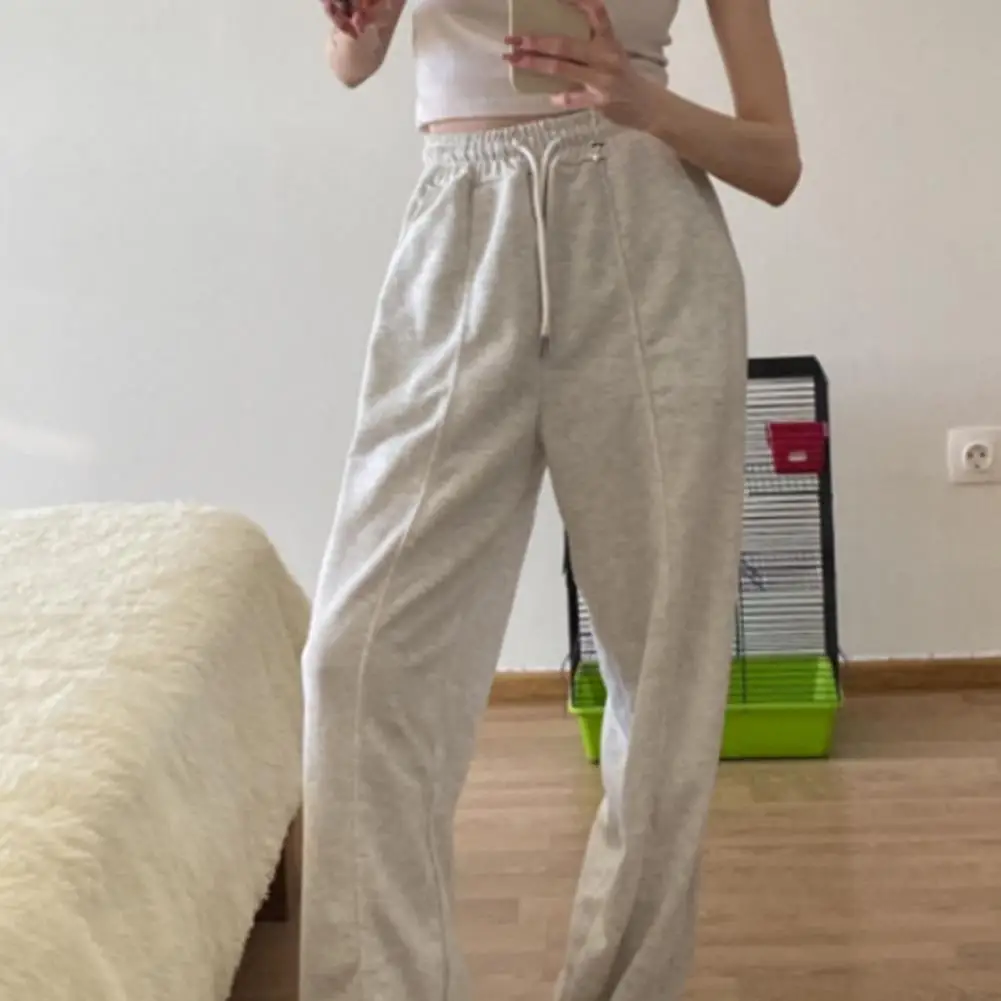 

Брюки женские с эластичным поясом и широкими штанинами, удобные серые джоггеры из мягкой хлопковой смеси, спортивный крой свободного кроя, с широкими штанинами для тренировок