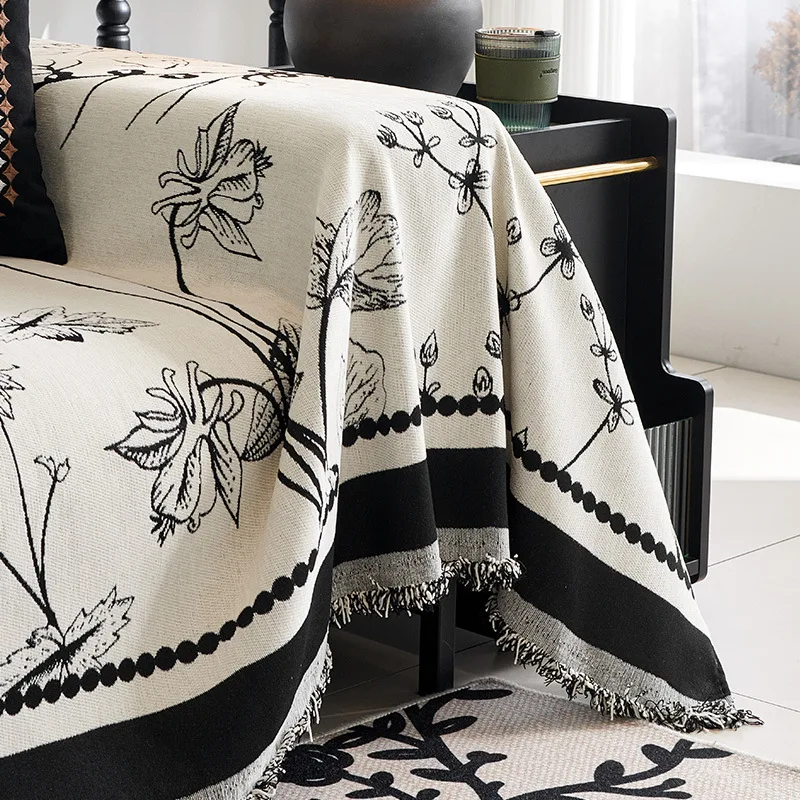 Bohemia Sofa Blanket Chenille Fabric Sofa Covers Four Seasons Universal Tassel Throw Blankets Anti-cat Scratch Towel Protector 3