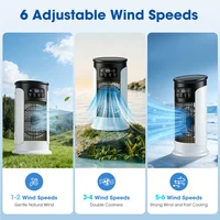 Ventilateur de climatisation portable 3 en 1 avec humidificateur, 6 vitesses de ventilation, refroidissement rapide, brumisateur pour la maison, le bureau, la cuisine, le bureau à domicile 3