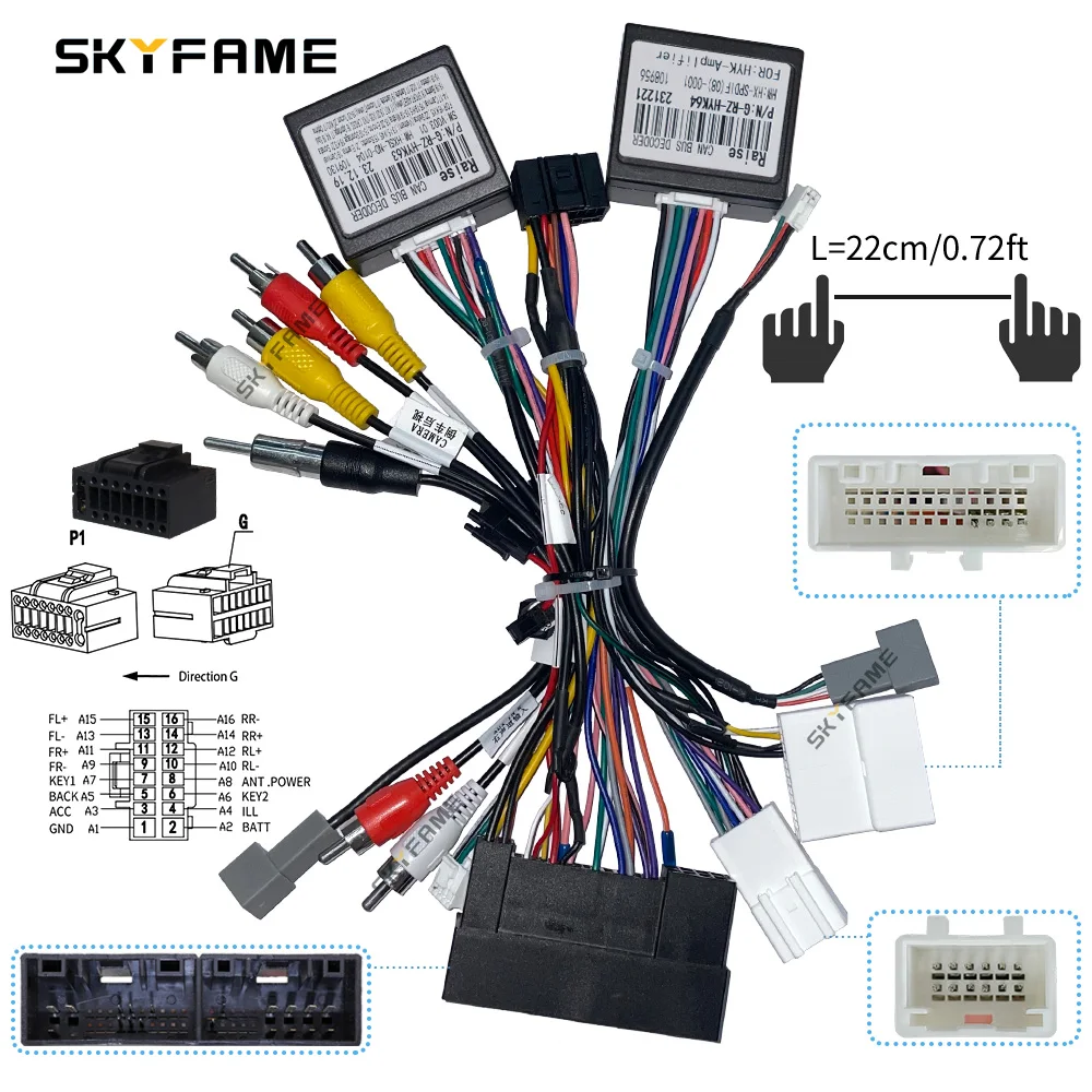 SKYFAME Car Wiring Harness Adapter Canbus Box Spdif Amplifier Decoder For Hyundai Sonata 8 9 Kia K3 KX7 KX5 Ix45 IX35 SantaFe car wire cable adapter car stereo accessories car amplifier wiring kit