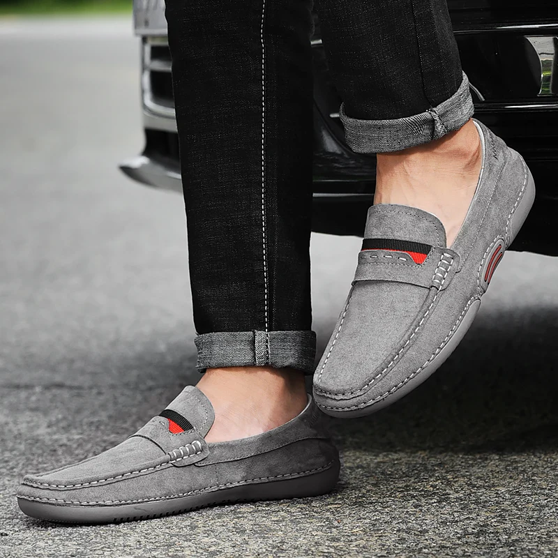 Mens Shoes Men Loafers Genuine Leather Casual Suede Moccasins Large Size