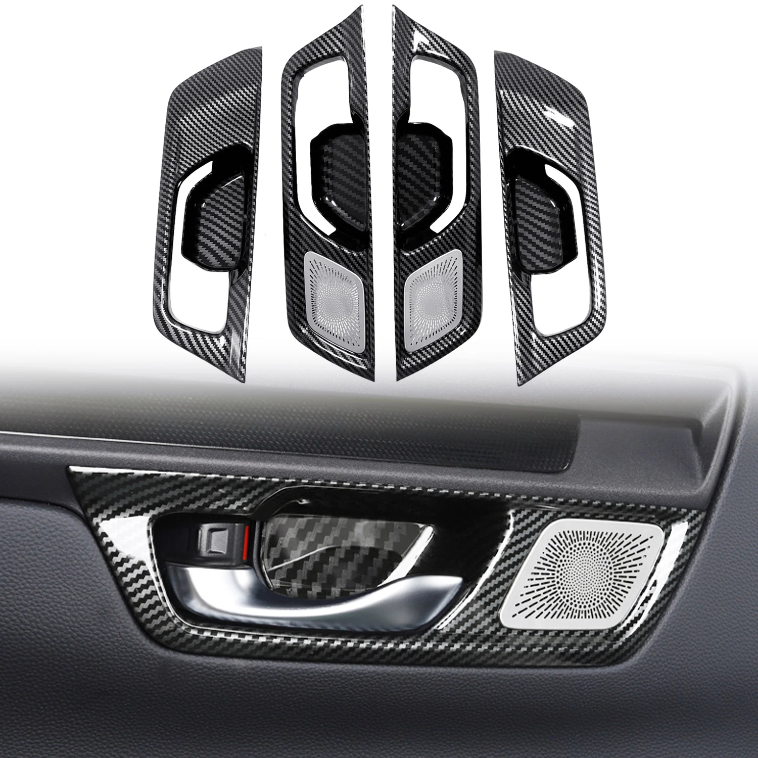 

Car Accessories for Honda CR-V CRV 2023 Carbon Fiber ABS Interior Door Handle Bowls Cover Trim 4pcs
