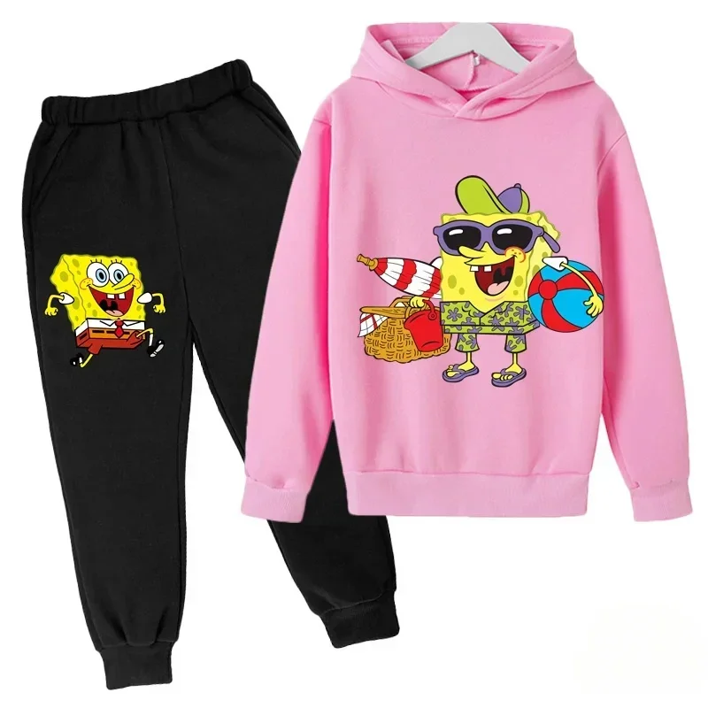 SpongeBob SquarePants Kids Long Sleeve Hoodies Kids Sweatshirt Pant Suit Casual Coat Sportswear Boys Girls Clothes Girls kids clothing set girls clothing set kids sports suit boys clothing set children sports suit kids sweatshirt set
