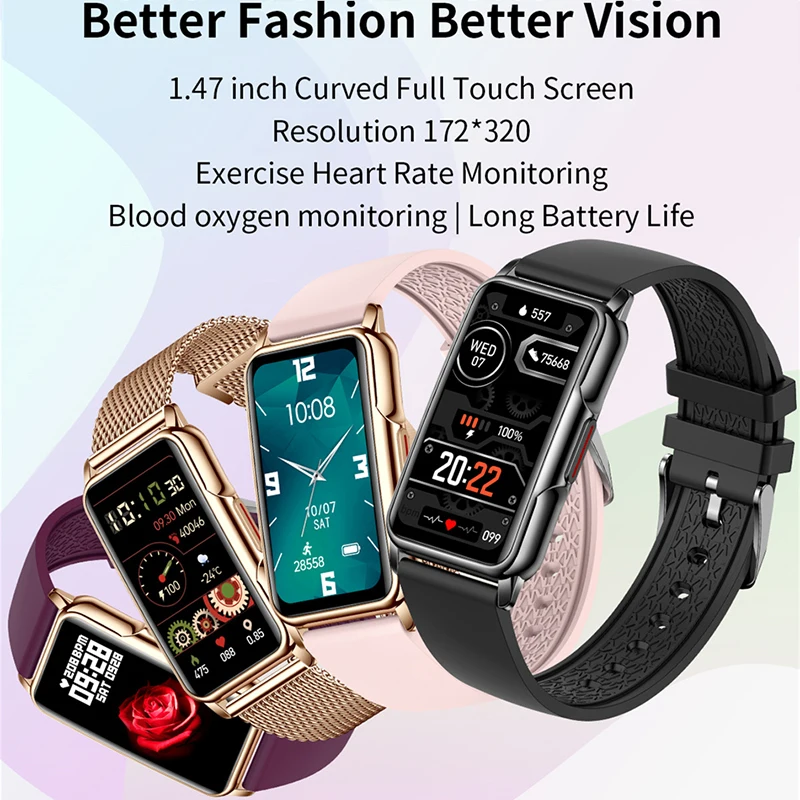 1.47 Inch HD Smartwatch Women Full Touch Screen Bluetooth Call IP67 Waterproof Sports Fitness Tracker Smart Watch Women 2024 New 6