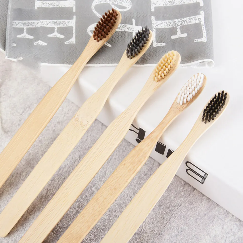 다채로운 대나무 브러시가 있는 20개입 나무 칫솔, 흡수성 건조 손잡이, 닦을 필요 없음, 매일 사용하는 구강 관리에 적합