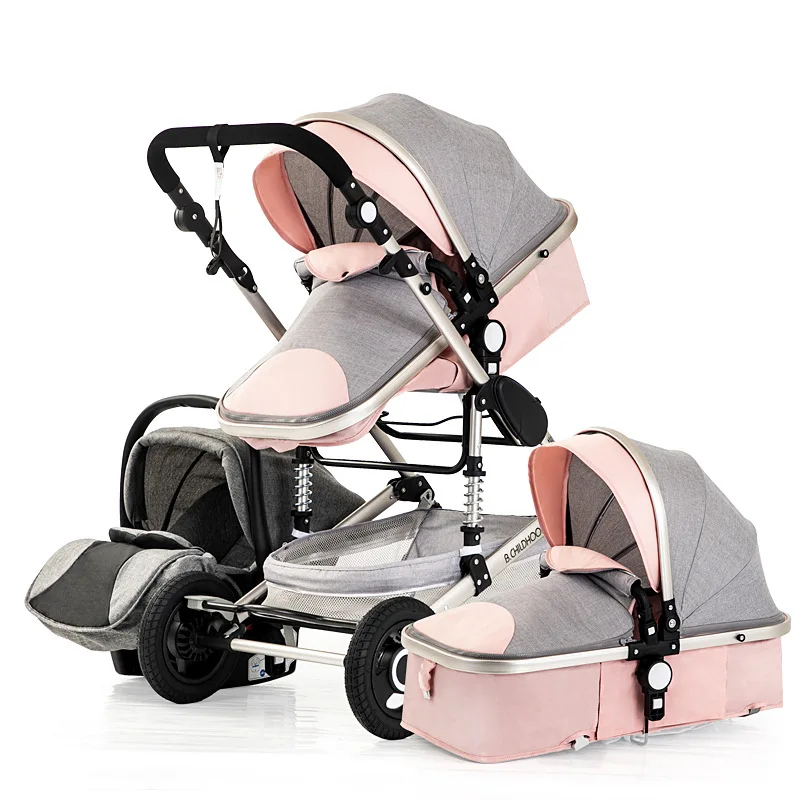 3 in 1 passeggino di lusso High Landscape carrozzina portatile passeggino multifunzionale carrozzina neonato double face