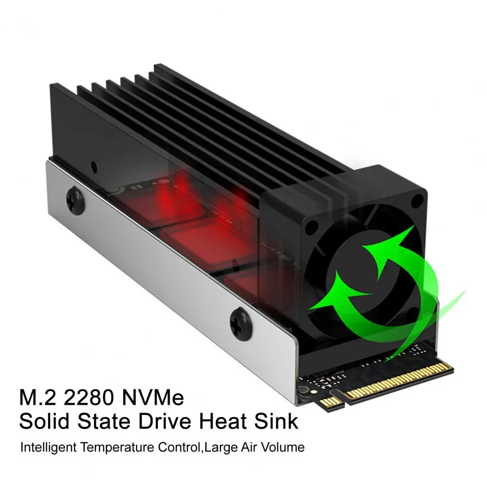

Практичный SSD-кулер, мощный SSD-радиатор с низким уровнем шума M.2 2280 NVMe, радиатор жесткого диска, активное охлаждение