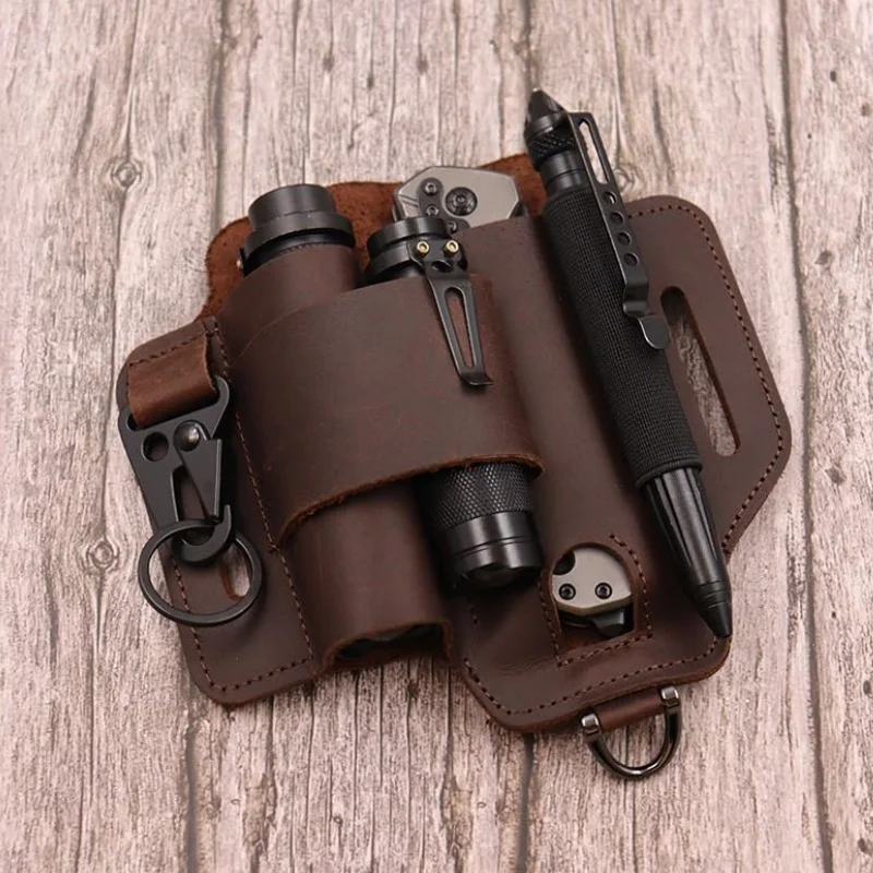 Tactical Leather Multifunctional Outdoor Survival Pouch