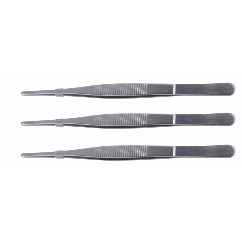 3pc/Set Toothed Tweezers Barbecue Stainless Steel Long Food Tongs Straight Home Medical Tweezer Garden Kitchen BBQ Tool tweezer tool,barbecue tweezers