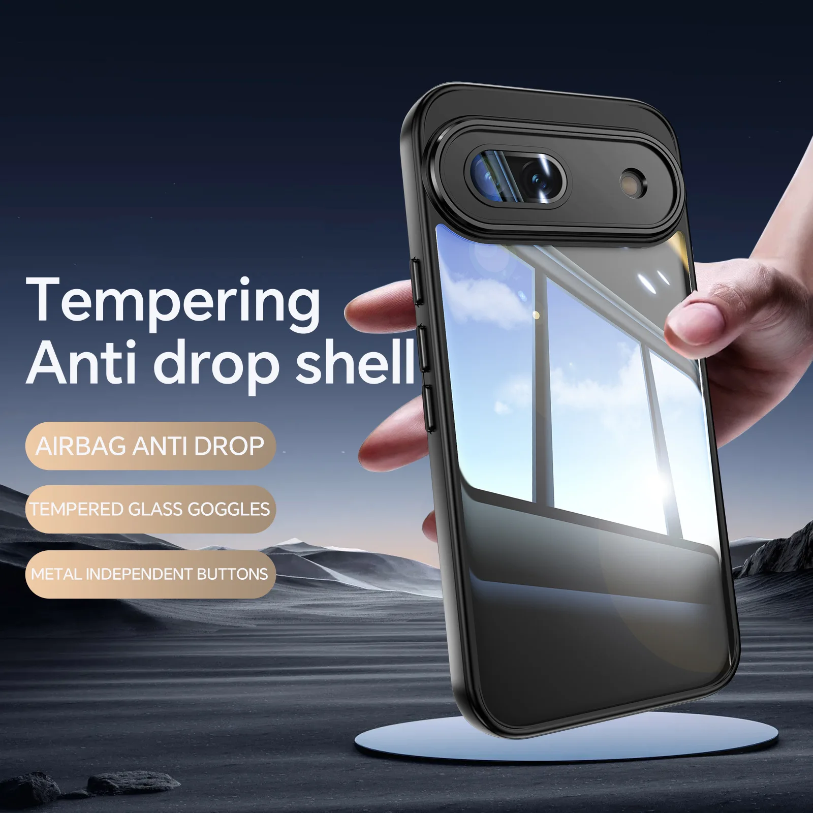 Transparent Protective Back Plate with Stylish Metal Lens - Full Cover Phone Case