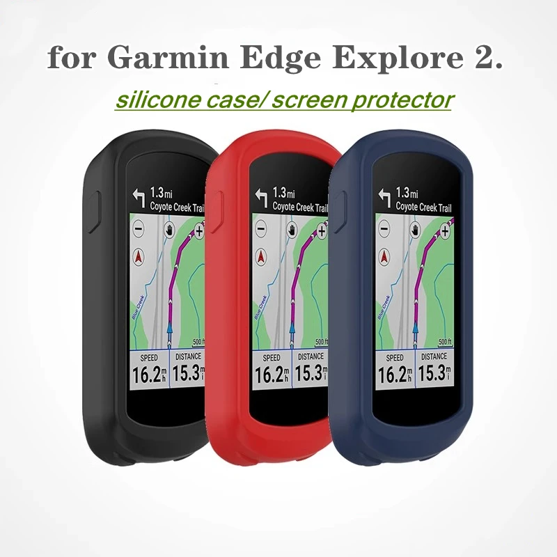 Coque Silicone Protection Garmin Edge Explore 2 + 3 Verres Trempés 9H - Anti-choc, Antidérapante | Compatible Support Vélo