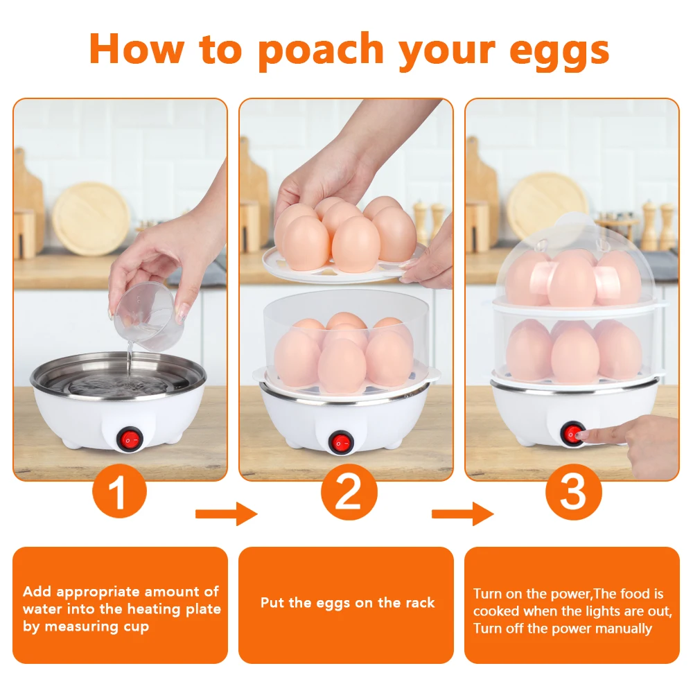 2024 Hot Sale Arrivals Kitchen Double Layer Electric Egg Boiler Holder Rapid Egg Cooker 6