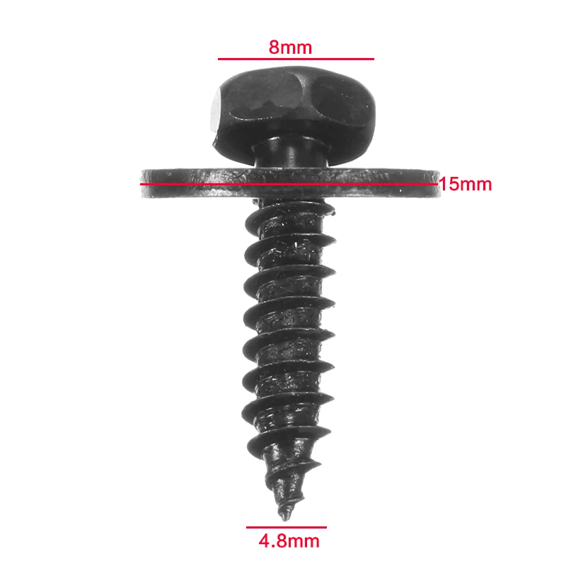 Car Screws 10/20 Pcs Self Tapping Tapper Screw + Washer For BMW Hex Head 8mm 4.8 x 19 mm